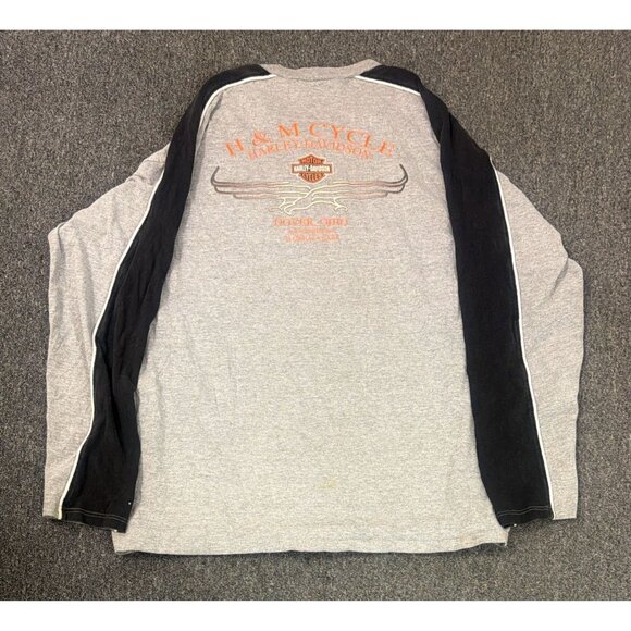 Vintage Harley Davidson Long Sleeve T-Shirt Mens L Grey USA Made Dover Ohio - Picture 2 of 3